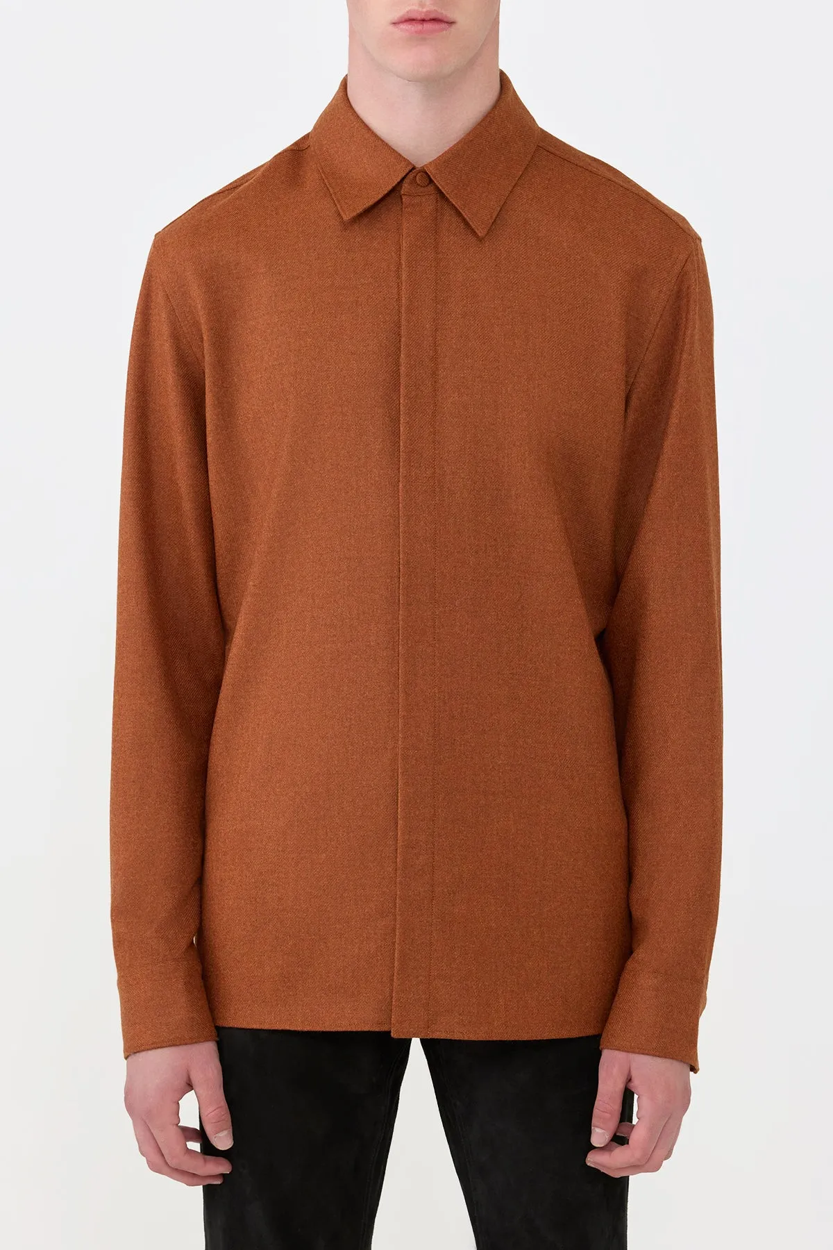 Abbe Shirt in Rust Wool Cashmere Flannel sold by Gabriela Hearst product image thumbnail 2