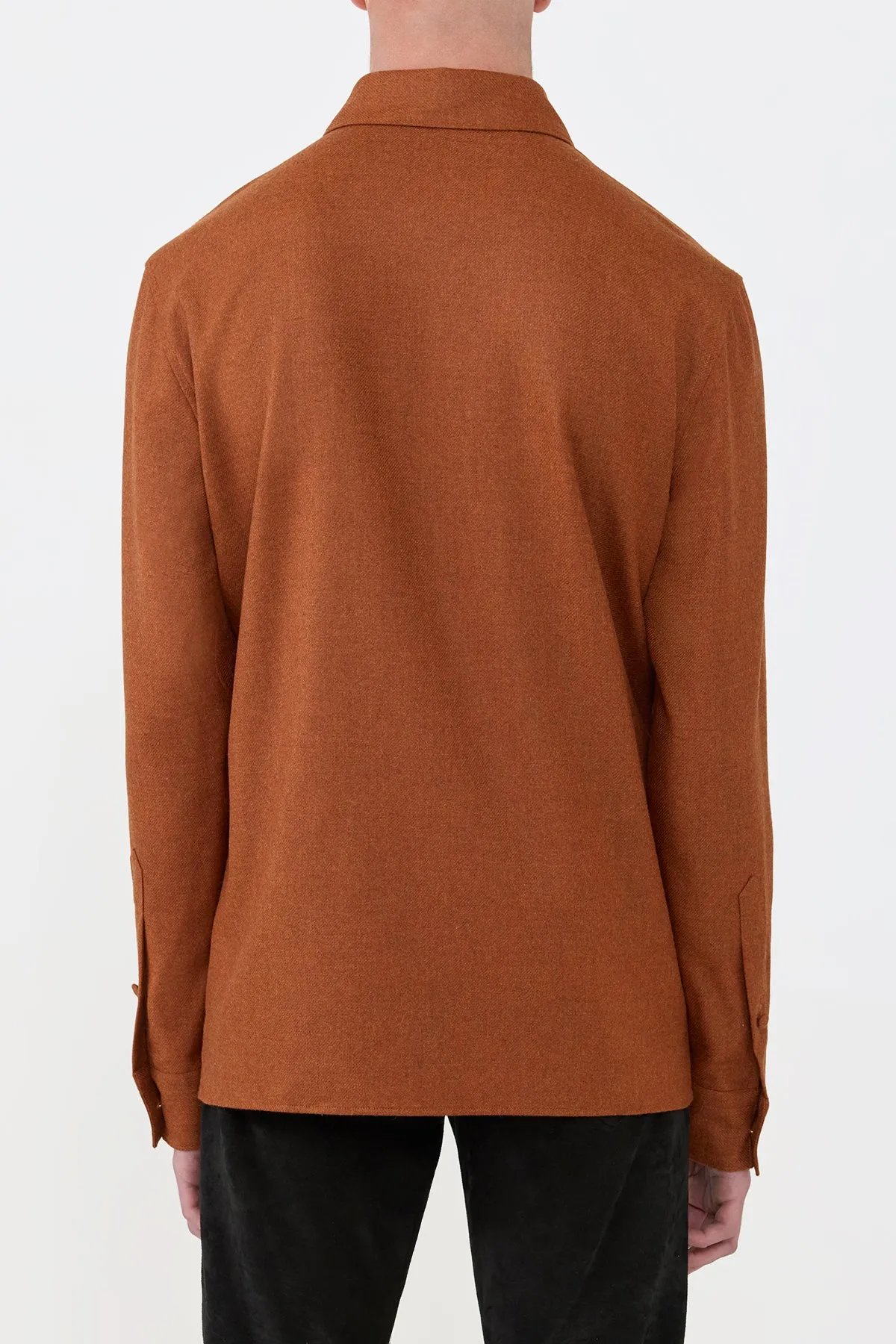 Abbe Shirt in Rust Wool Cashmere Flannel sold by Gabriela Hearst product image thumbnail 4