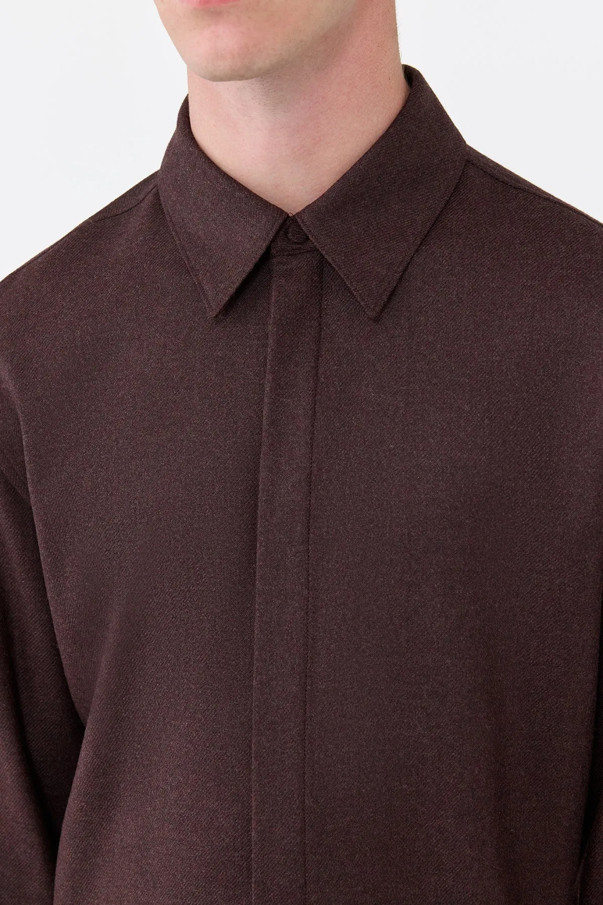 Abbe Shirt in Burnt Sienna Wool Cashmere Flannel sold by Gabriela Hearst product image thumbnail 5