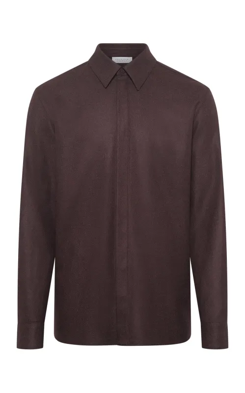 Abbe Shirt in Burnt Sienna Wool Cashmere Flannel sold by Gabriela Hearst