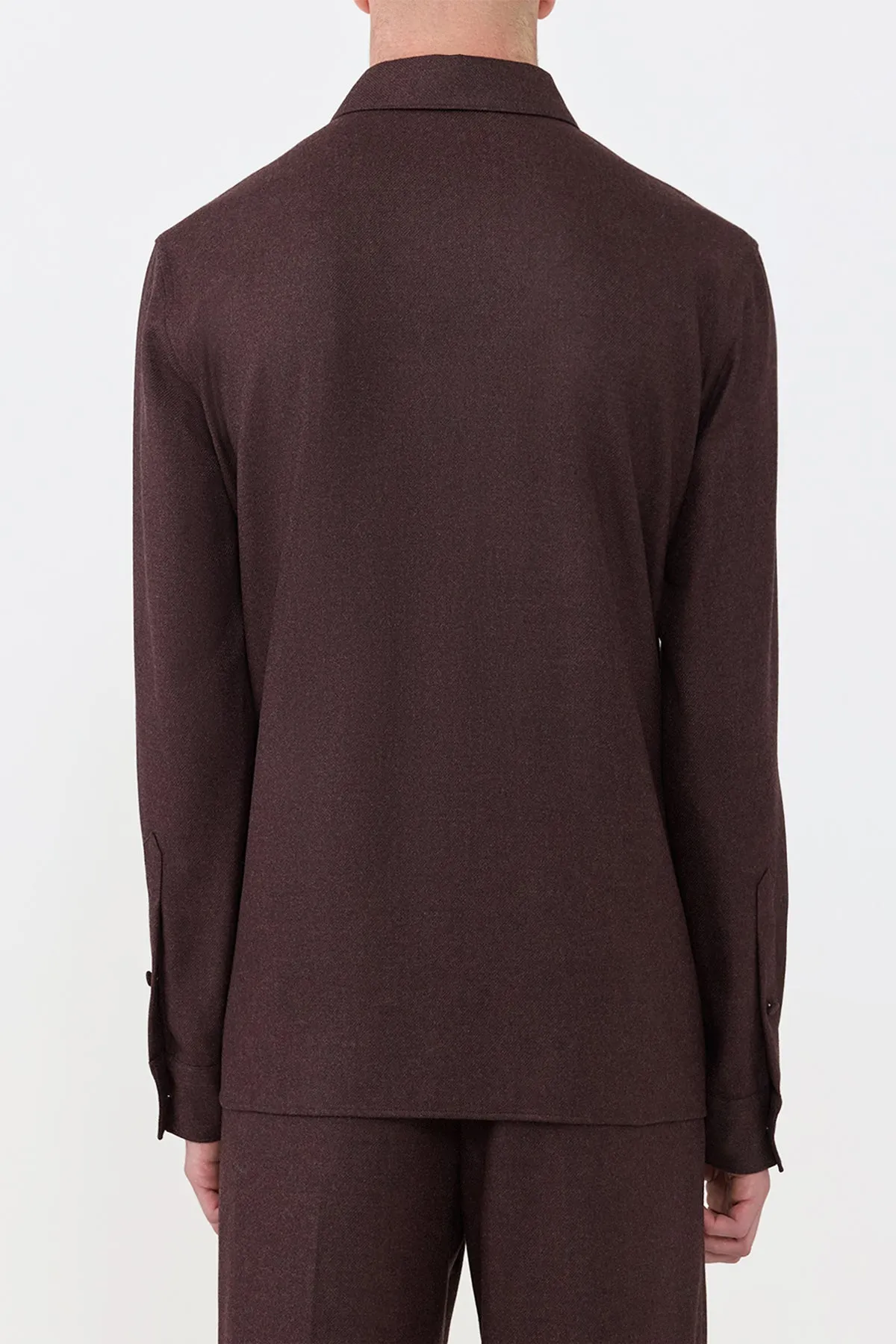 Abbe Shirt in Burnt Sienna Wool Cashmere Flannel sold by Gabriela Hearst product image thumbnail 4