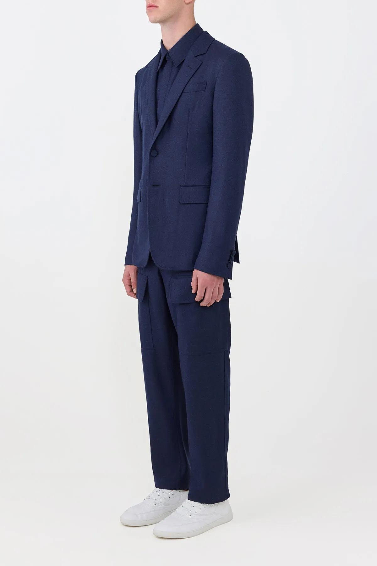 Irving Jacket in Navy Wool Cashmere Flannel sold by Gabriela Hearst product image thumbnail 3