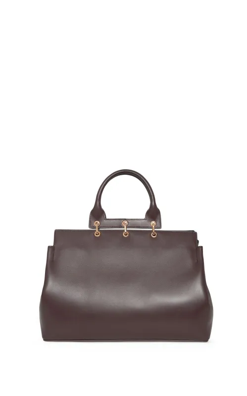 Large Amethyst Tote Bag in Bordeaux Nappa Leather sold by Gabriela Hearst