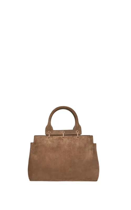 Small Amethyst Tote Bag in Dark Sand Suede sold by Gabriela Hearst