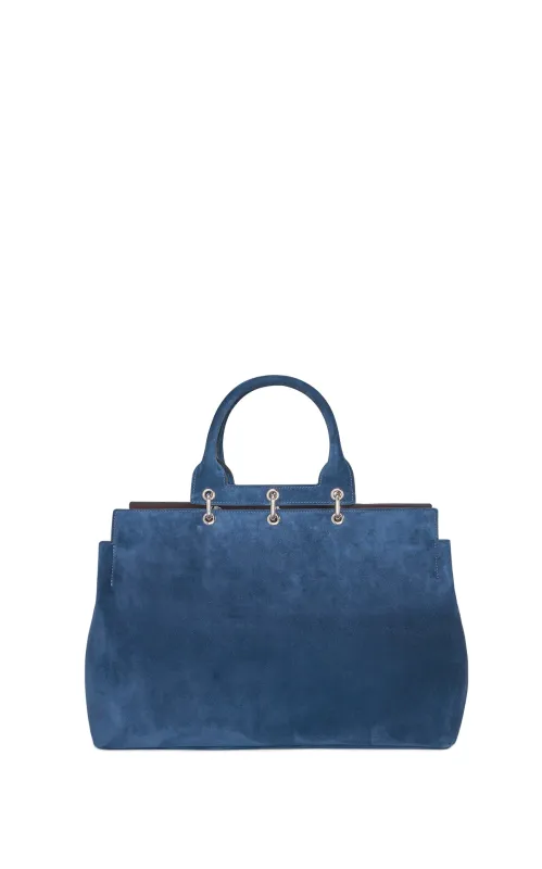 Large Amethyst Tote Bag in Navy Suede sold by Gabriela Hearst
