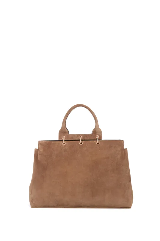 Large Amethyst Tote Bag in Dark Sand Suede sold by Gabriela Hearst