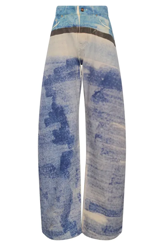 Amoret Jean in Water Multi Recycled Cotton Denim sold by Gabriela Hearst