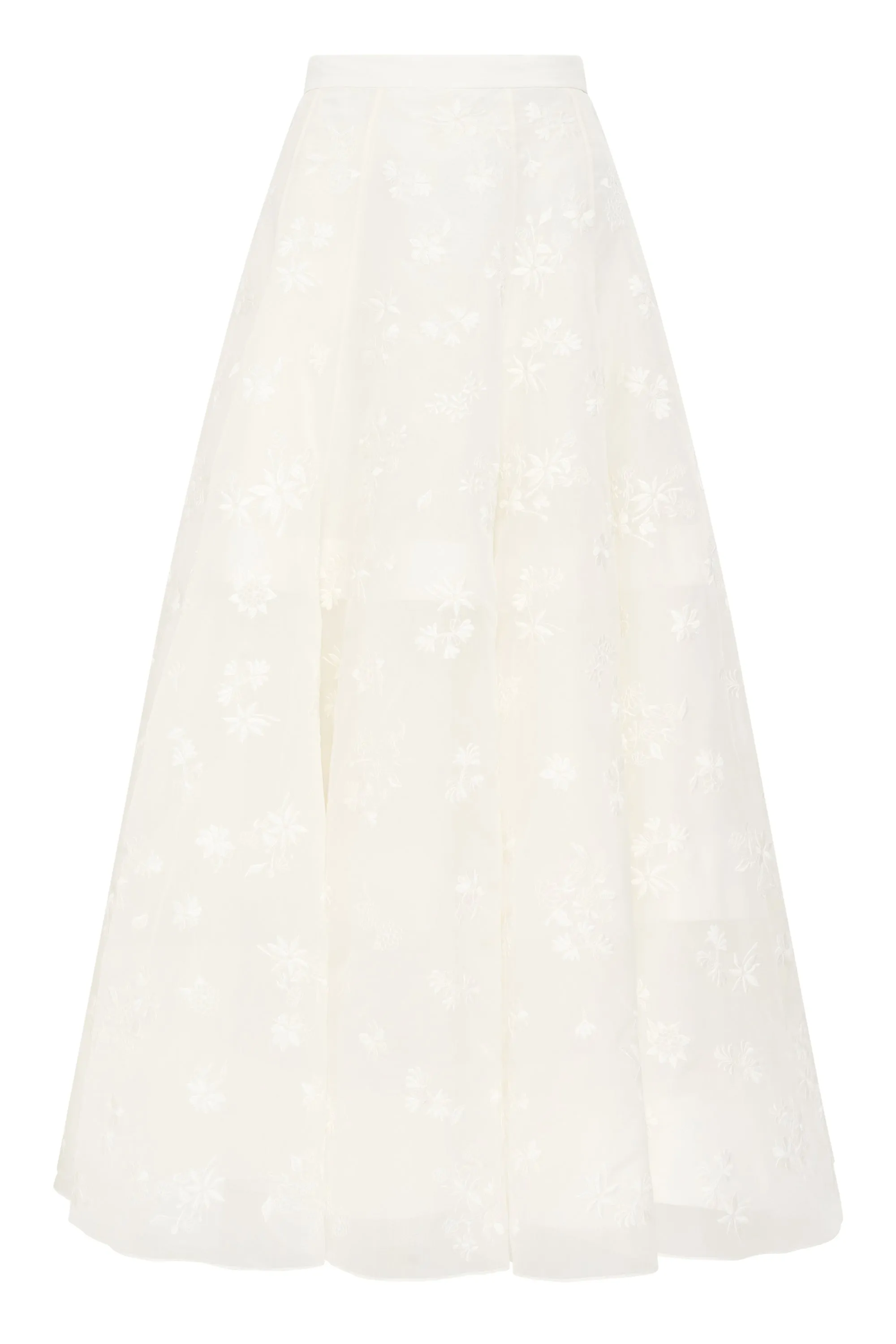 Sonya Mia's Flowers Embroidered Skirt in Ivory Silk Organza sold by Gabriela Hearst