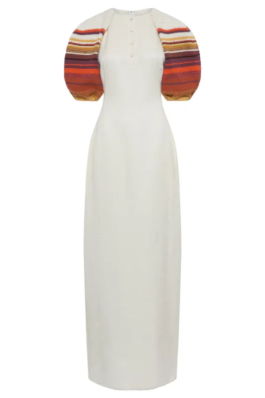 Nomo Dress in Ivory Textured Linen Twill sold by Gabriela Hearst