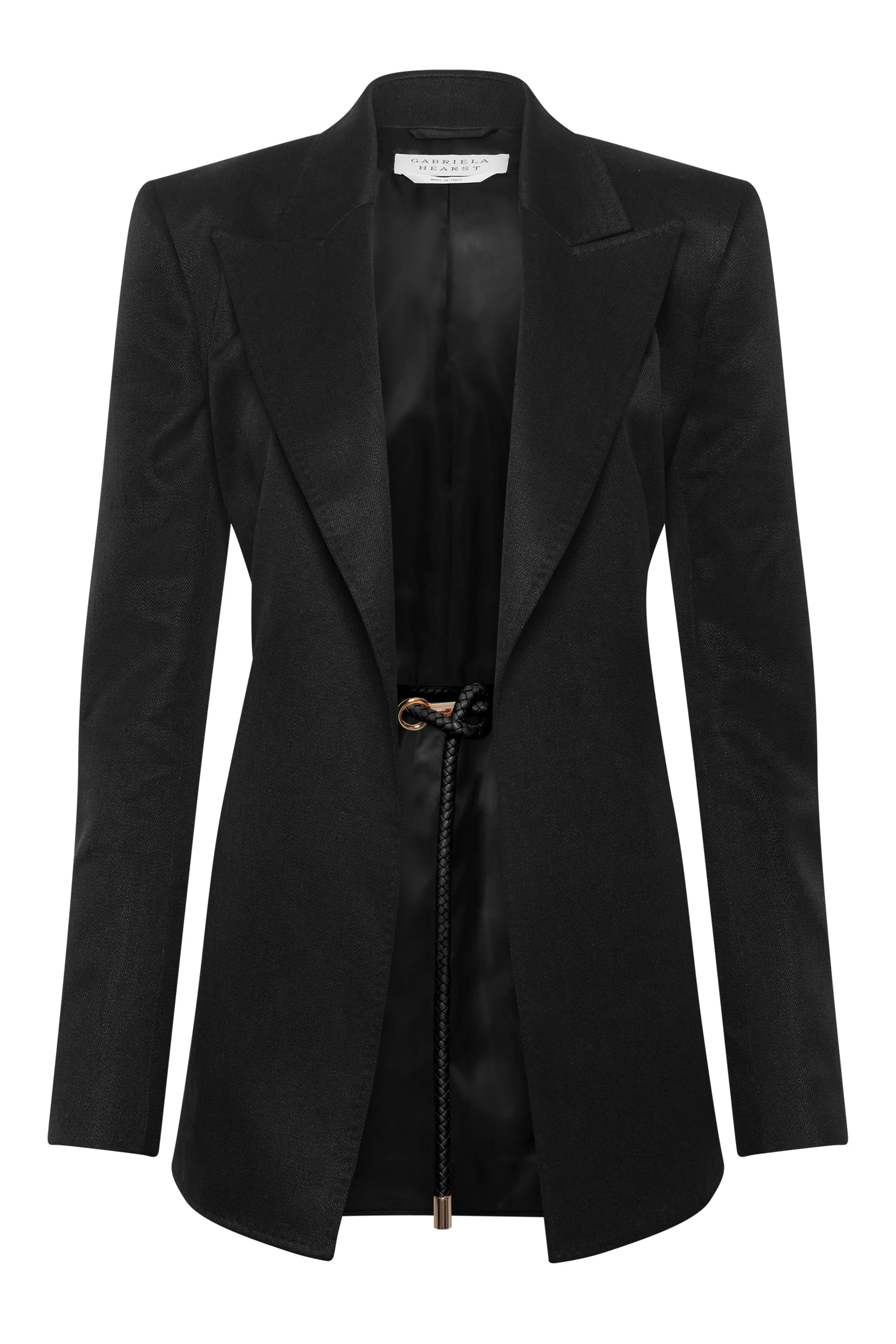 Epona Blazer in Black Textured Linen Slub sold by Gabriela Hearst