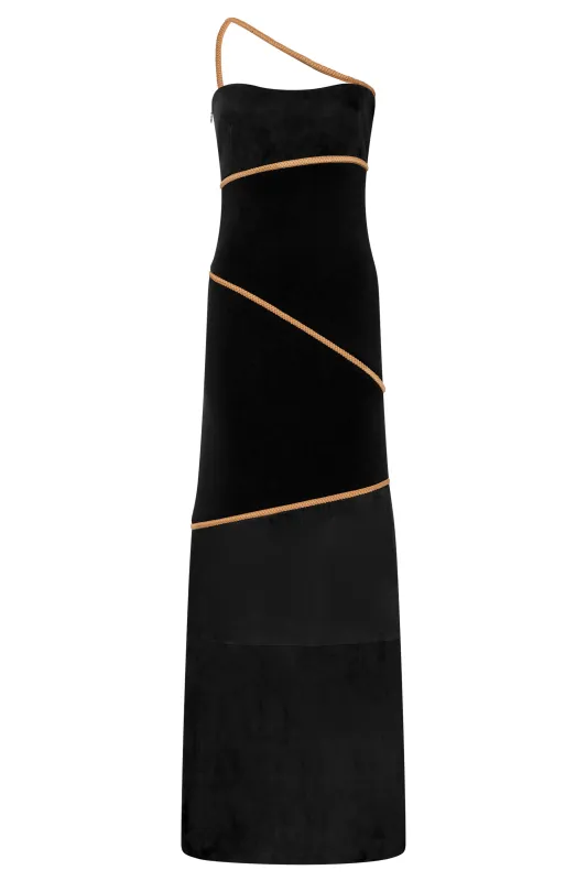 Tibor Dress in Black Suede & Merino Wool sold by Gabriela Hearst