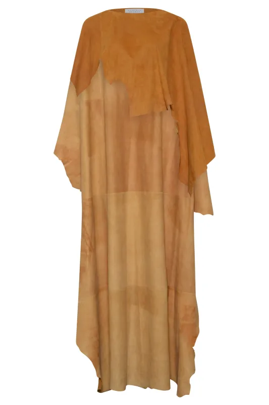 Calian Raw Cut Cape In Cashew Suede sold by Gabriela Hearst