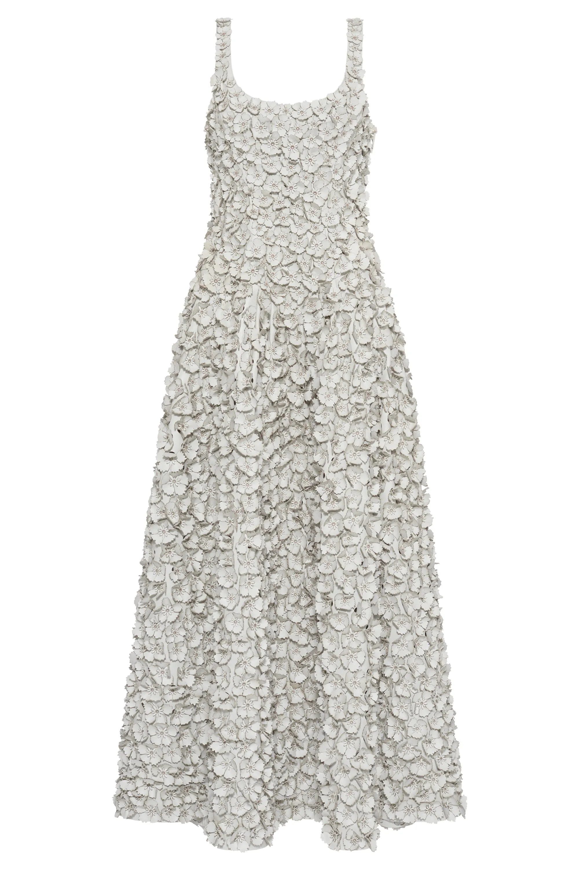 Ceolan Embroidered Floral Dress in White Leather sold by Gabriela Hearst