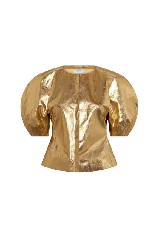 Waverly Top in Metallic Gold Linen Twill made by Gabriela Hearst