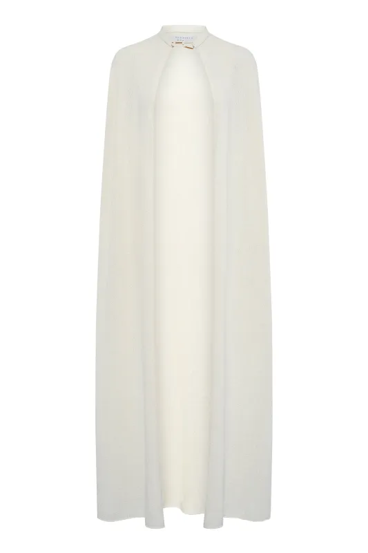 Laleh Knit Cape in Ivory Mulberry Silk sold by Gabriela Hearst