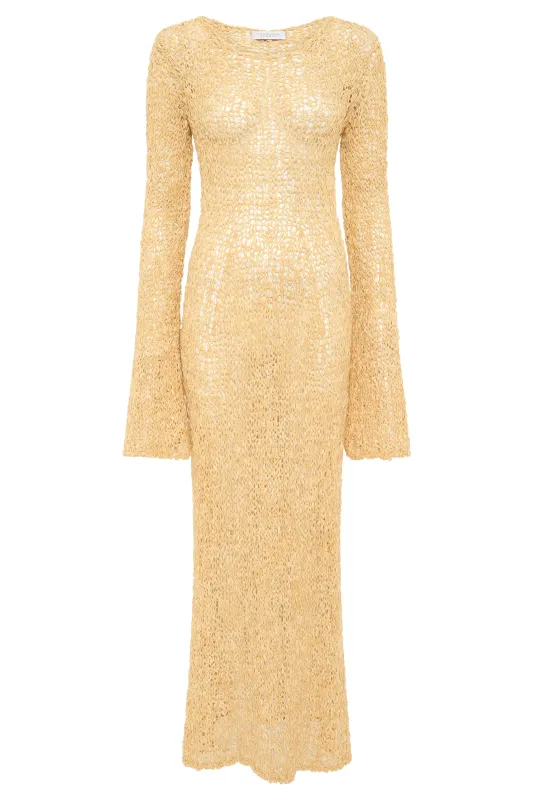 Elinea Knit Dress in Hay Silk Cashmere sold by Gabriela Hearst