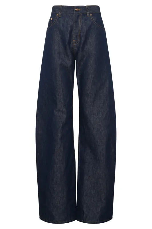 Amoret Jean in Indigo Blue Recycled Cotton Linen Denim sold by Gabriela Hearst