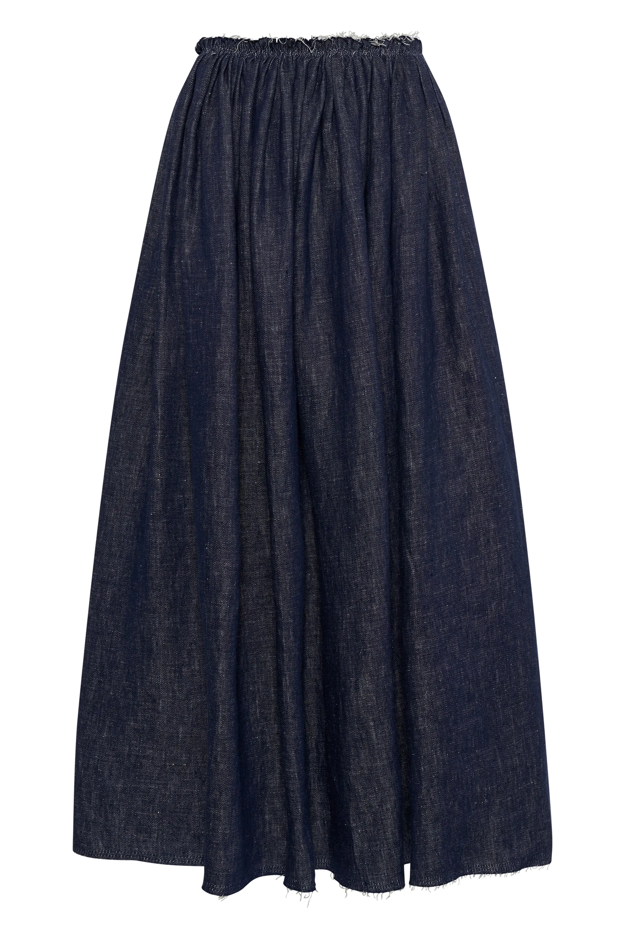 Eloran Skirt in Stoned Washed Denim Linen sold by Gabriela Hearst