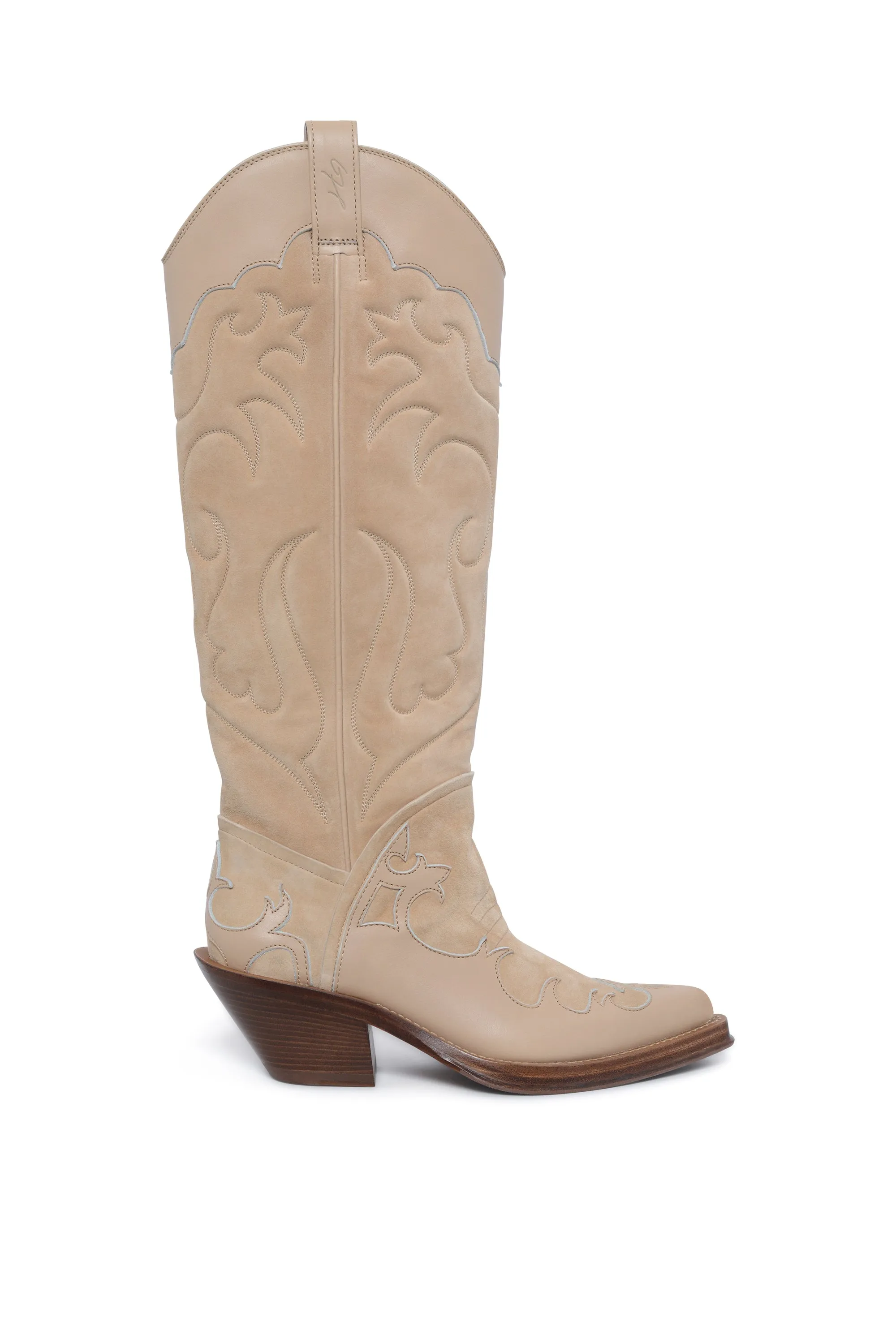 Capitana Cowboy Boot in Nude Suede sold by Gabriela Hearst