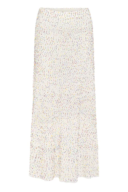 Sabine Knit Skirt in Ivory Multi Beaded Cashmere & Silk sold by Gabriela Hearst
