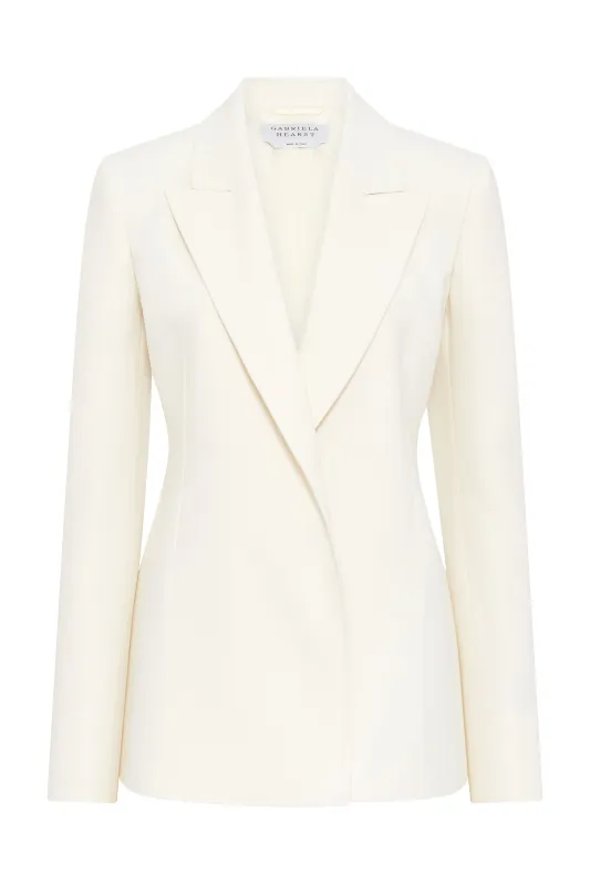 Mairi Blazer In Ivory Alpaca Wool sold by Gabriela Hearst