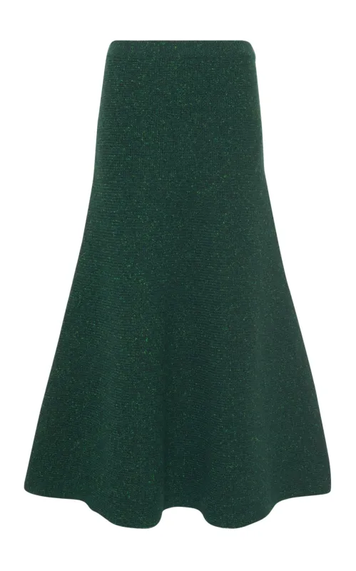Eden Knit Skirt in English Green Speckled Cashmere sold by Gabriela Hearst