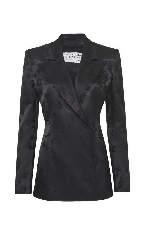 Aleah Blazer in Black Embroidered Silk sold by Gabriela Hearst