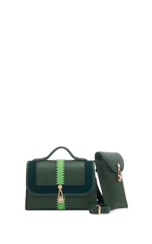 Small Leonora Flap Bag in English Green Nappa Leather sold by Gabriela Hearst