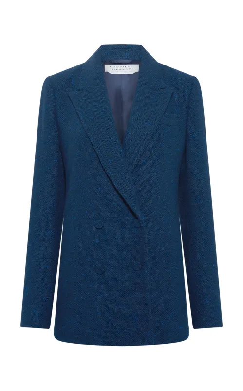 Elliot Blazer in Electric Navy Speckled Cashmere made by Gabriela Hearst