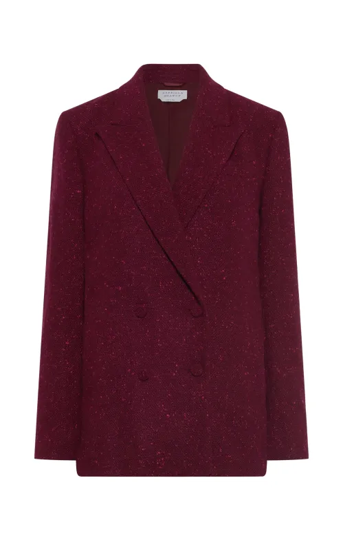 Elliot Knit Blazer in Bordeaux & Fuchsia Speckled Cashmere sold by Gabriela Hearst