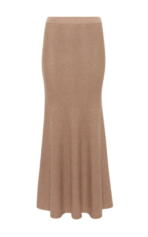 Manni Knit Maxi Skirt in Camel Cashmere sold by Gabriela Hearst