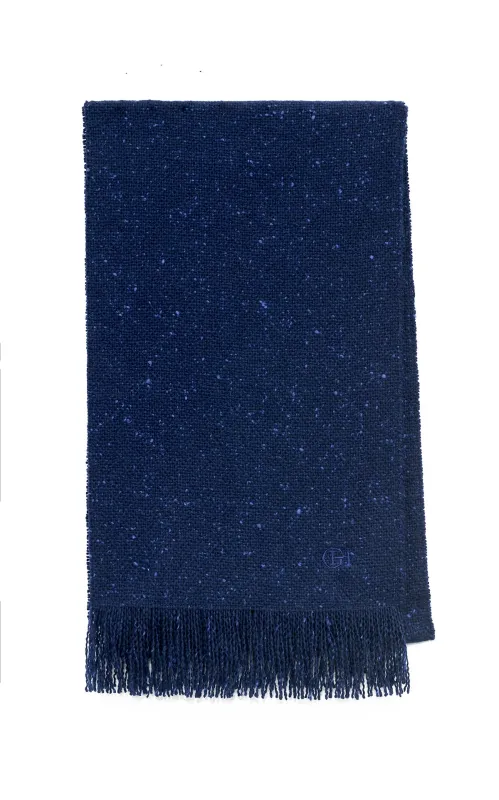 Illumina Fringe Scarf in Electric Navy Speckled Cashmere made by Gabriela Hearst