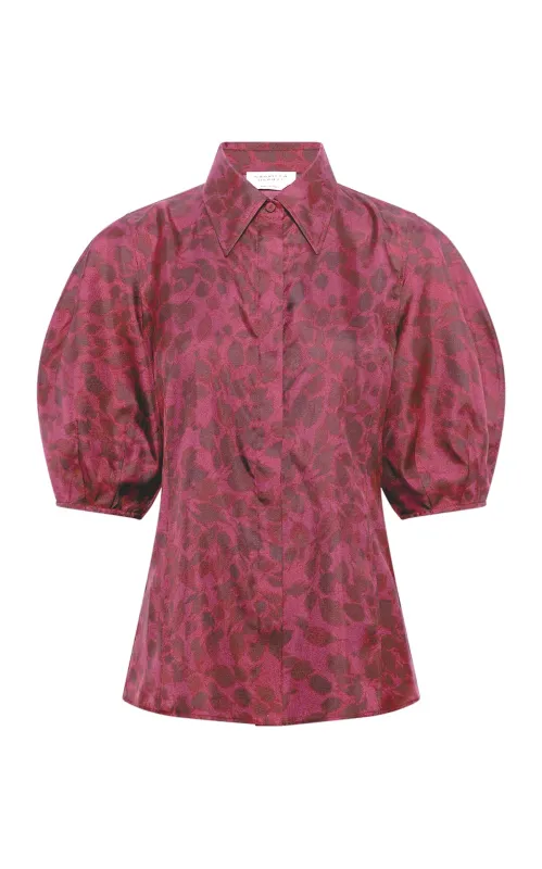 Sansi Top in Fuschia Printed Silk sold by Gabriela Hearst