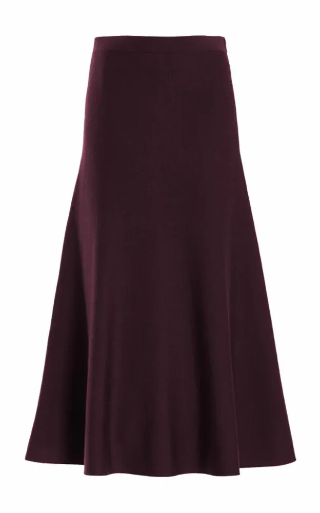 Freddie Knit Midi Skirt in Deep Bordeaux Merino Wool Cashmere sold by Gabriela Hearst