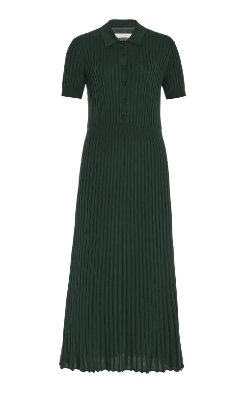 Amor Knit Midi Dress in English Green Cashmere Silk sold by Gabriela Hearst