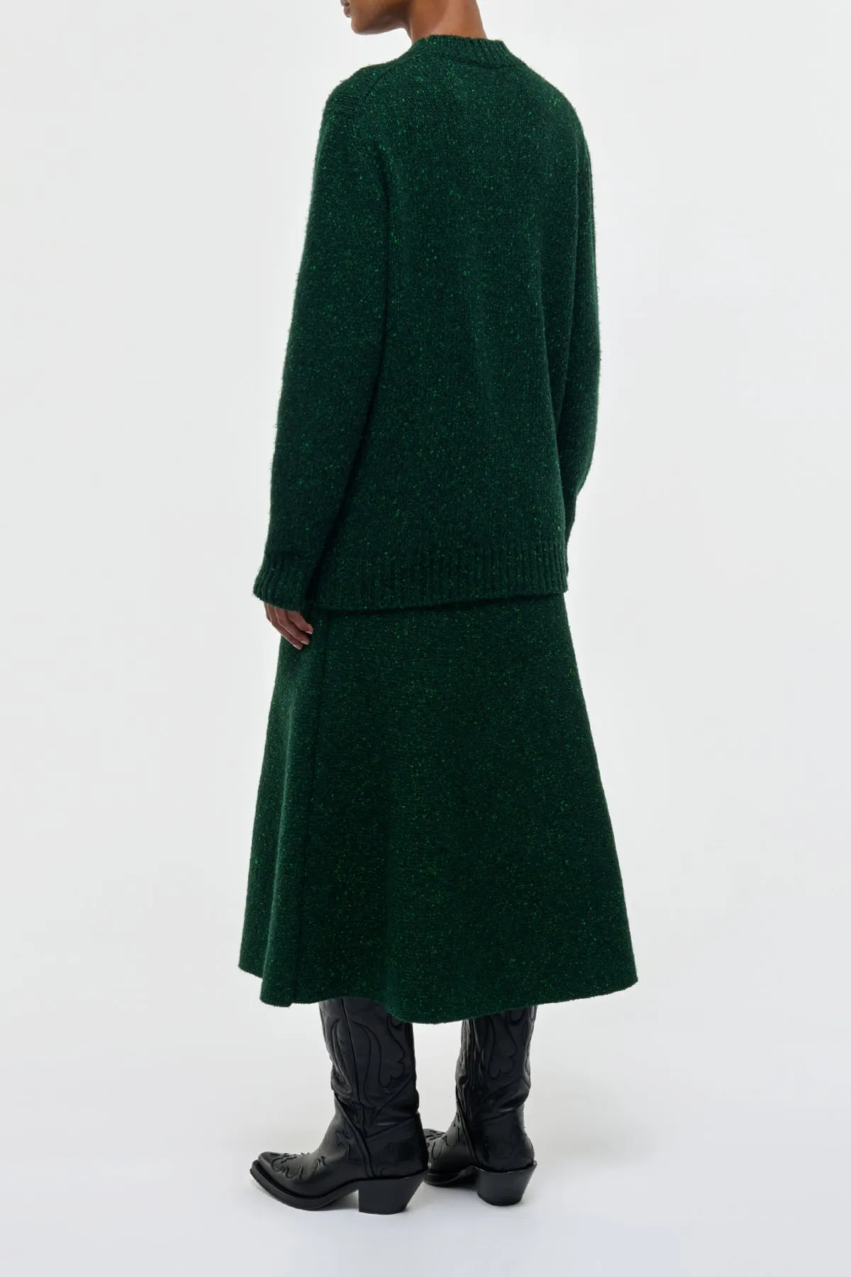 Eden Knit Midi Skirt in English Green Speckled Aran Cashmere sold by Gabriela Hearst product image thumbnail 5