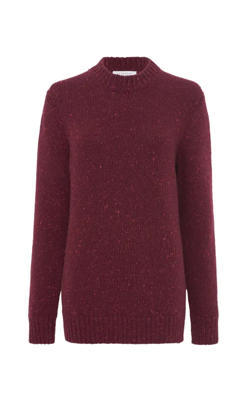 Alfie Knit Sweater in Bordeaux & Fuchsia Aran Cashmere sold by Gabriela Hearst