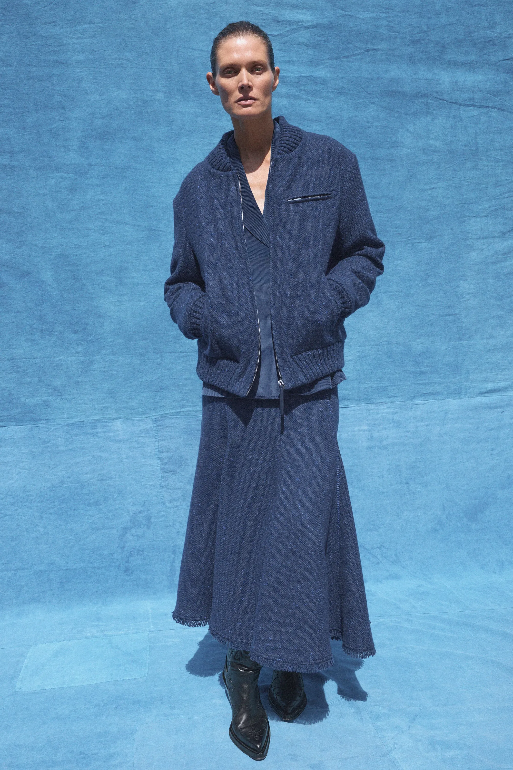 Amy Midi Skirt in Electric Navy Cashmere sold by Gabriela Hearst product image thumbnail 2