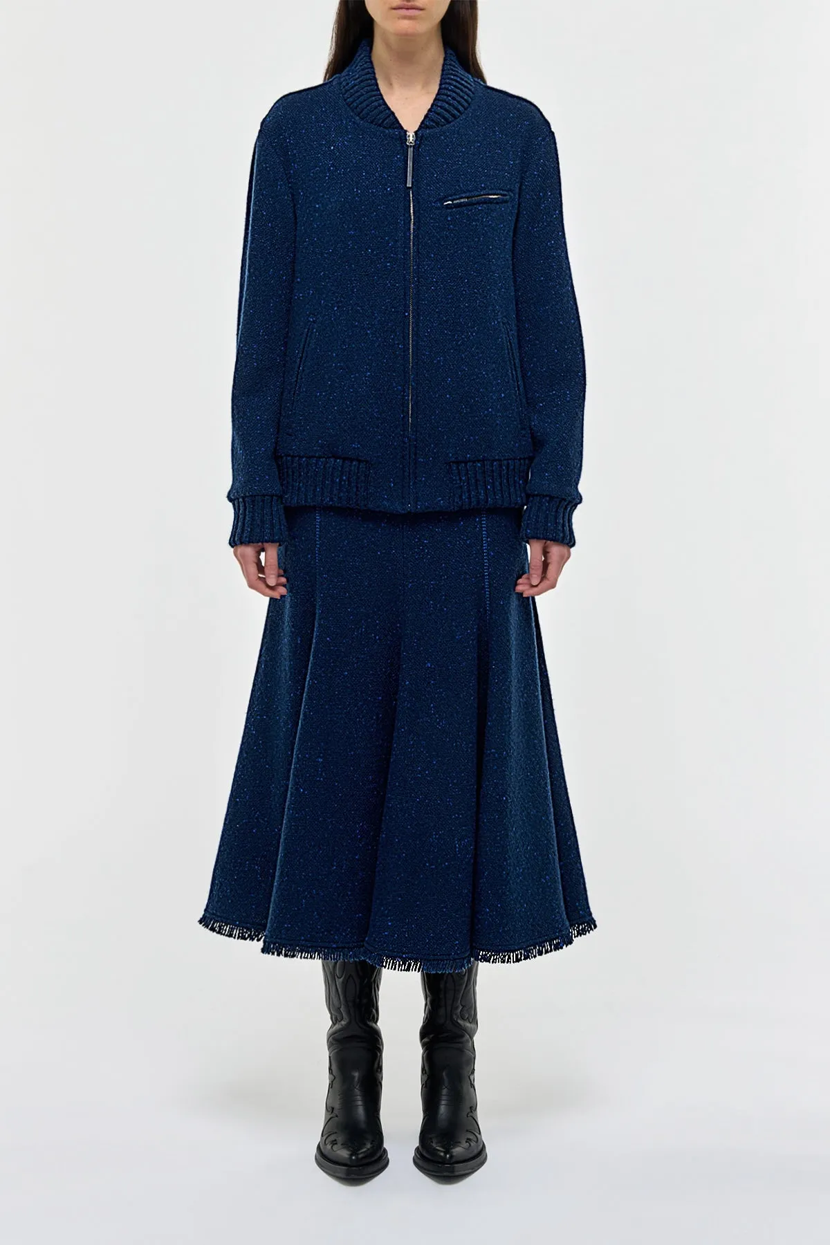 Amy Midi Skirt in Electric Navy Cashmere sold by Gabriela Hearst product image thumbnail 3