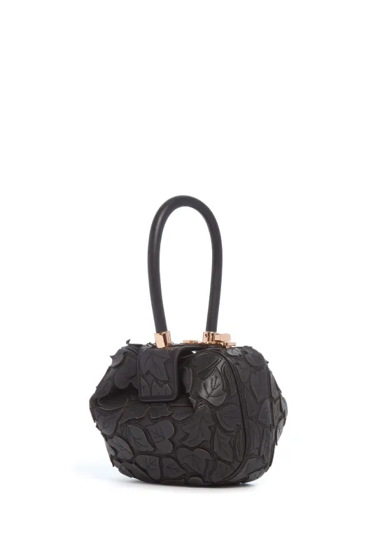 Demi Embroidered Leaves Bag in Black Nappa Leather sold by Gabriela Hearst