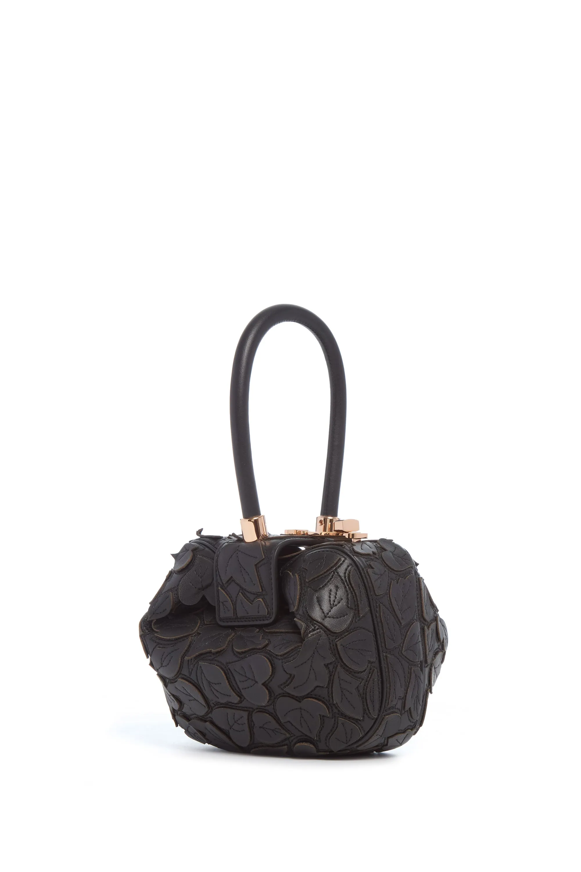 Demi Embroidered Leaves Bag in Black Nappa Leather sold by Gabriela Hearst