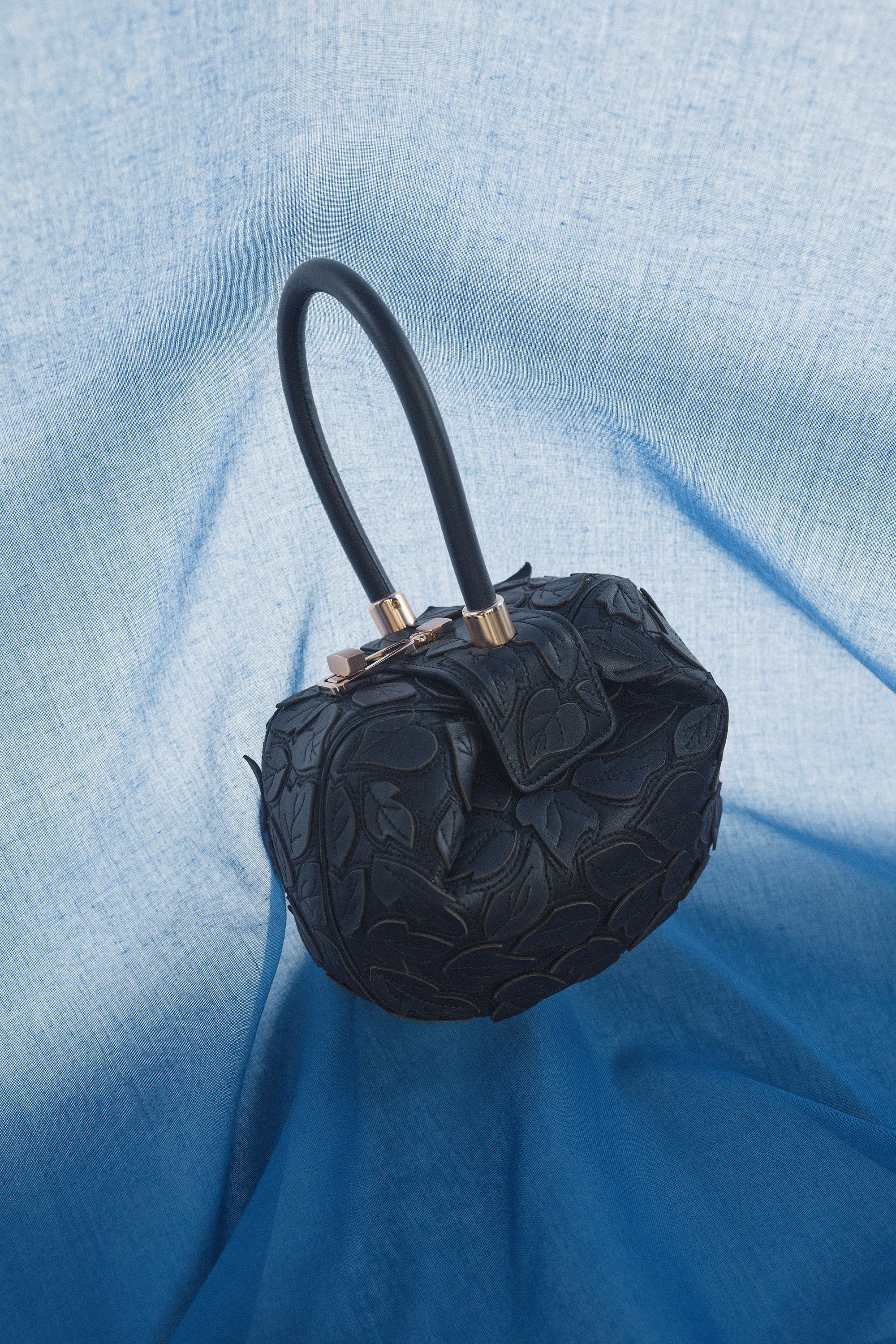 Demi Embroidered Leaves Bag in Black Nappa Leather sold by Gabriela Hearst product image thumbnail 2