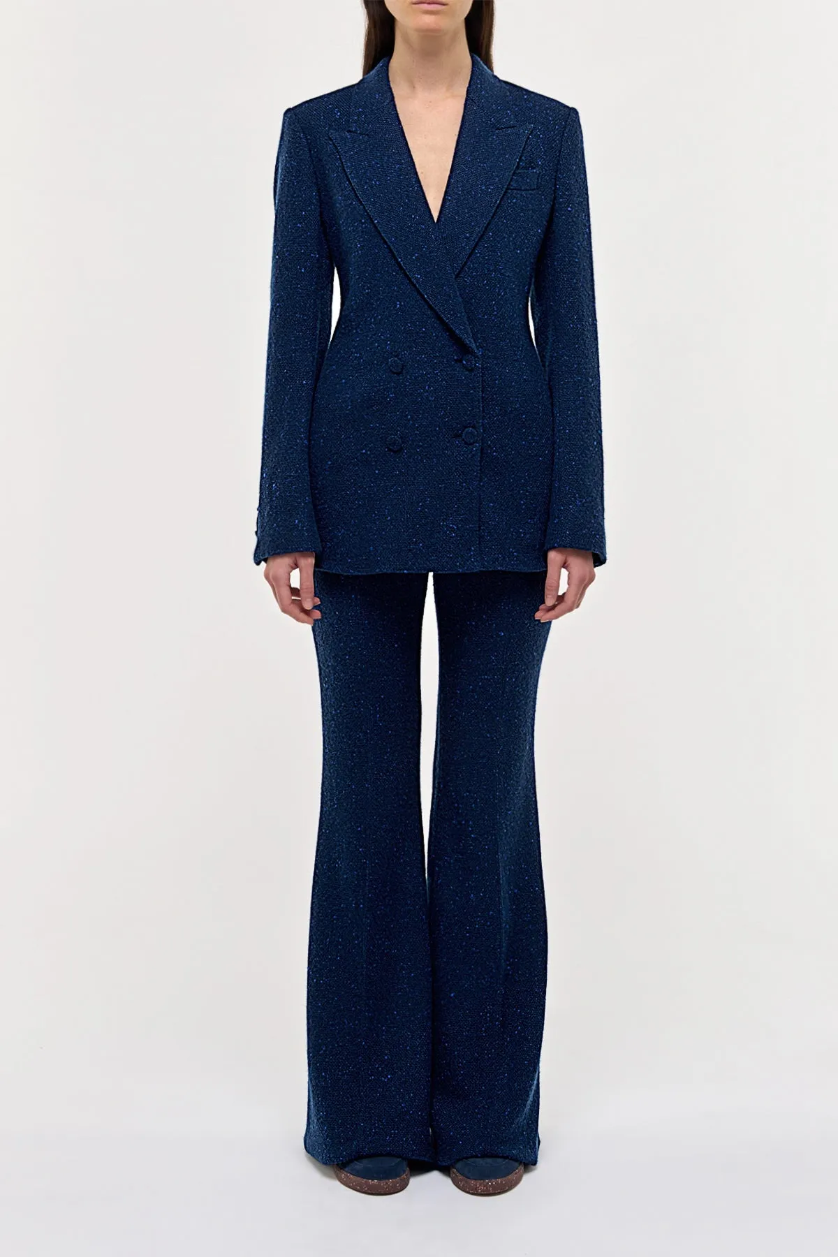 Rhein Flare Pant in Electric Navy Speckled Cashmere sold by Gabriela Hearst product image thumbnail 2