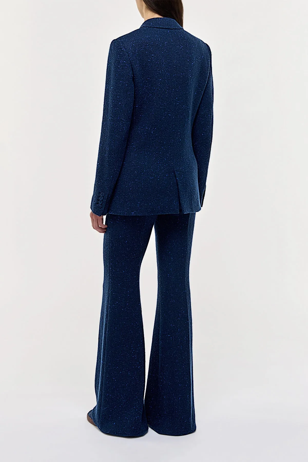 Rhein Flare Pant in Electric Navy Speckled Cashmere sold by Gabriela Hearst product image thumbnail 4