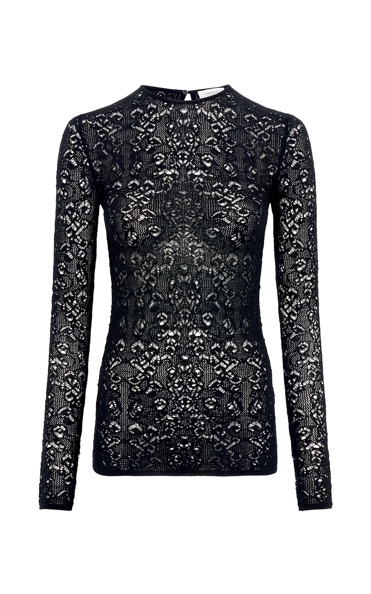 Evander Knit Crewneck in Black Merino Wool Cashmere sold by Gabriela Hearst