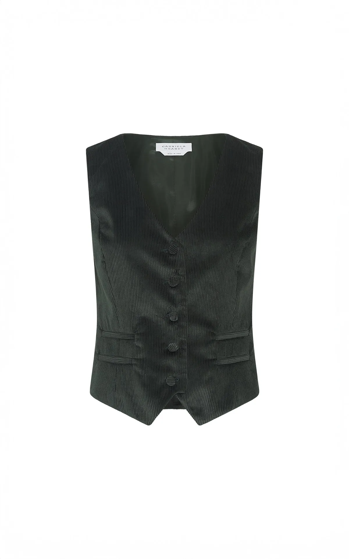 Coleridge Vest in English Green Sea Island Cotton Corduroy sold by Gabriela Hearst