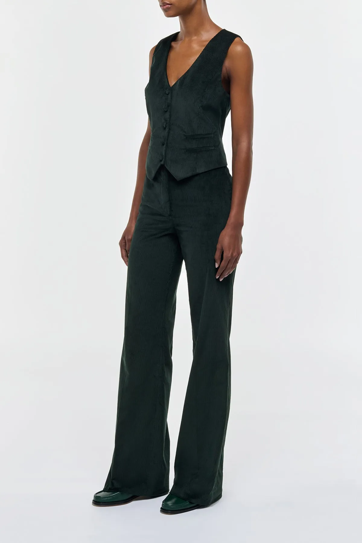 Coleridge Vest in English Green Sea Island Cotton Corduroy sold by Gabriela Hearst product image thumbnail 3