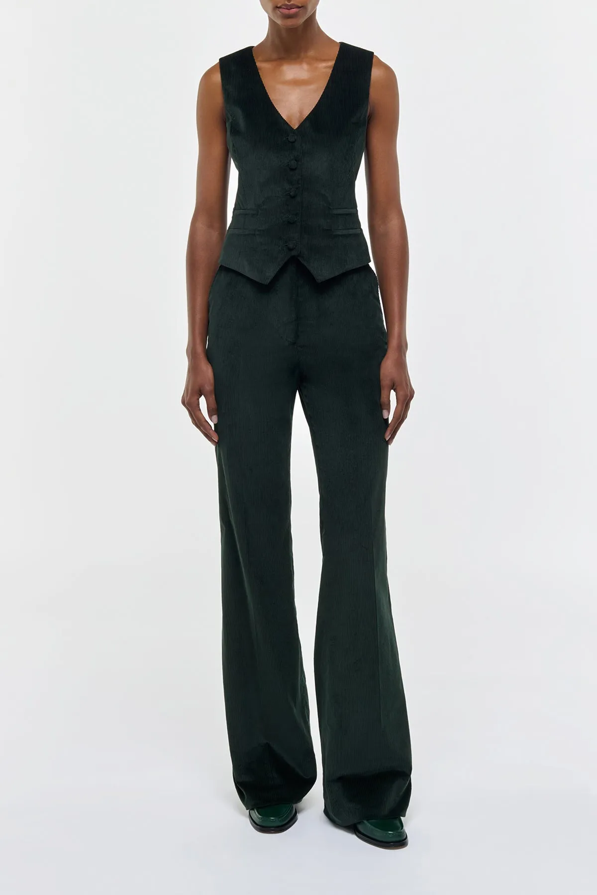 Coleridge Vest in English Green Sea Island Cotton Corduroy sold by Gabriela Hearst product image thumbnail 2