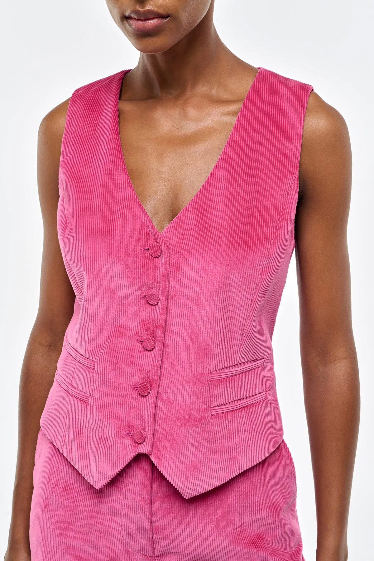Coleridge Vest in Fuchsia Sea Island Cotton Corduroy sold by Gabriela Hearst product image thumbnail 5