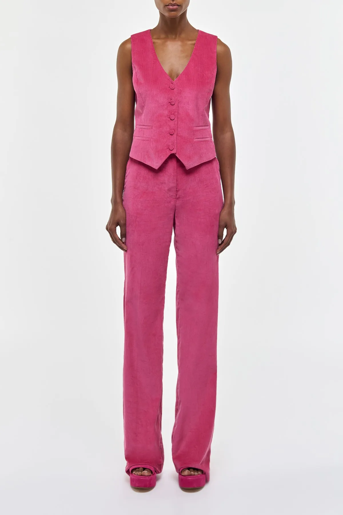 Coleridge Vest in Fuchsia Sea Island Cotton Corduroy sold by Gabriela Hearst product image thumbnail 2